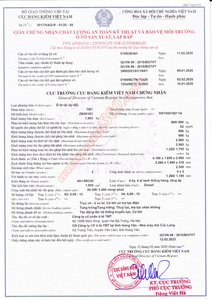 xe tải ben tmt 1 tấn - zb5010d xe-tai-ben-tmt-1-tan-zb5010d