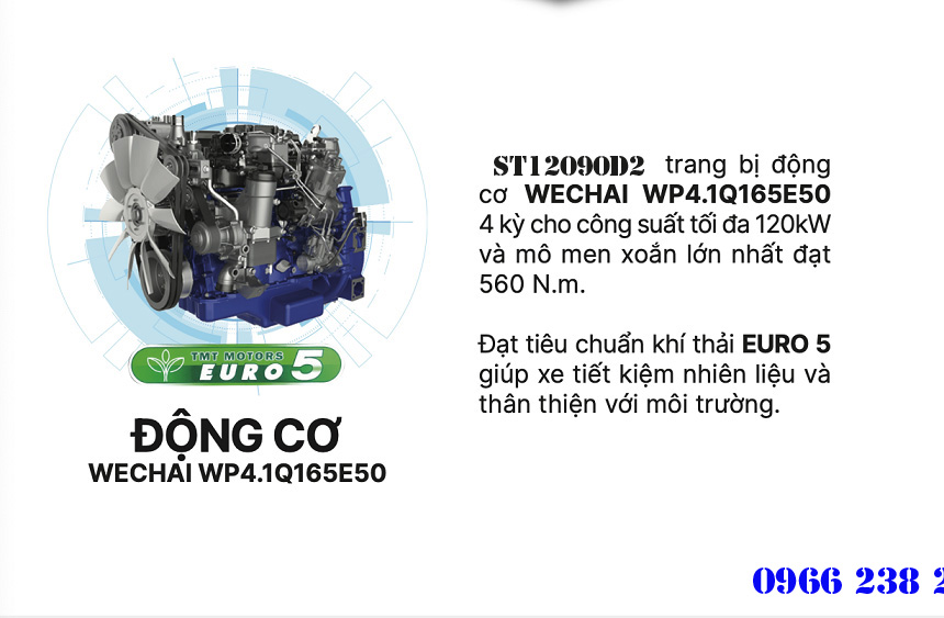 động cơ xe tải ben tmt 8 tấn 2 cầu st12090d2